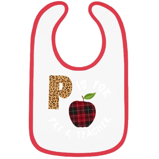 P Is For Pre K Teacher Leopard Buffalo Plaid T Bibs