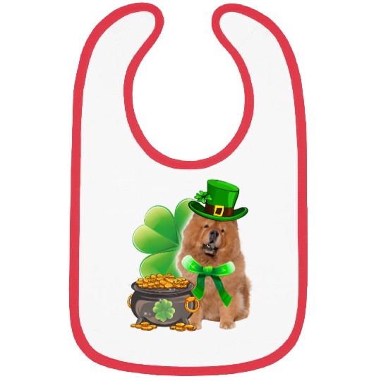 Chow Chow Dog Shamrock Irish Saint St Patrick Day Bibs