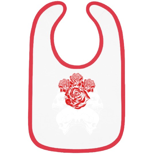 Gothic Bibs, Skull Red Roses Goth Vintage Grunge