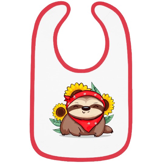 Sunflower sloth with bandana Bibs