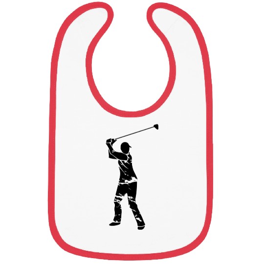 Golf Golfer Silhouette - White Grunge Design Bibs