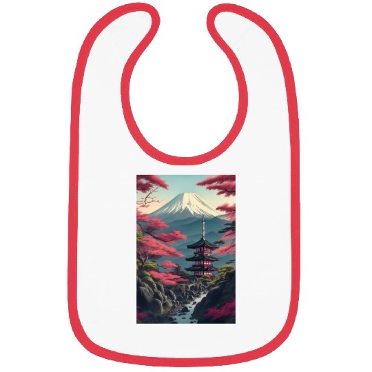 Asia Landscape Serene Mount Fuji Bibs