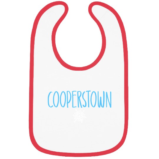 Cooperstown Ny Snowflake Drawing Light Blue Text Bibs