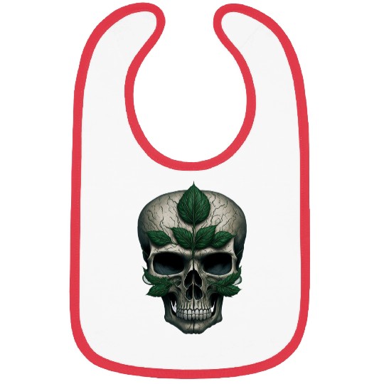 skull with a four-leaf clover in the center T-shir Bibs