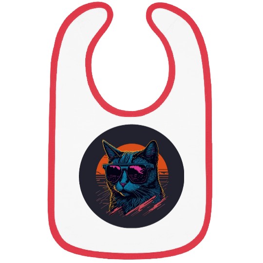 Synthwave Cat art Bibs