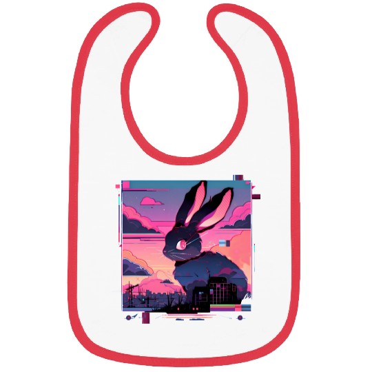 Synthwave Rabbit Cyber Bunny Retro Bibs