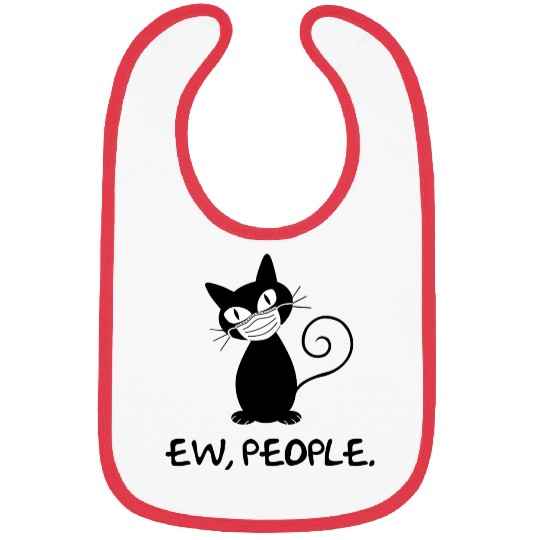 Funny Ew People Black Cat Face Mask Bibs