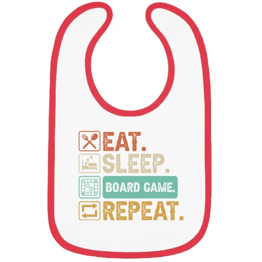 Eat Sleep Board Game Repeat Bibs