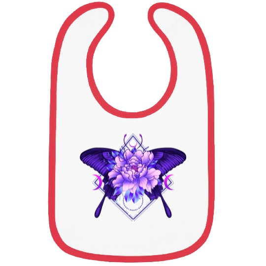 Peony Butterfly geometric tattoo Bibs