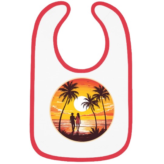 sunset beach romantic couple Bibs