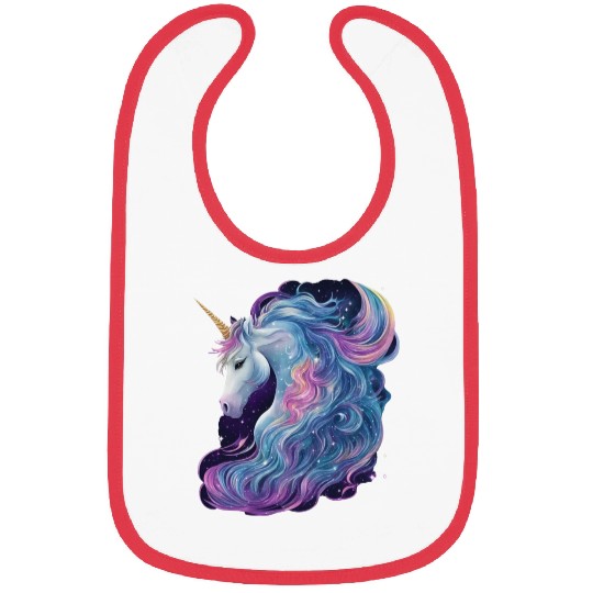 Unicorn with flowing mane surrounded by stars Bibs