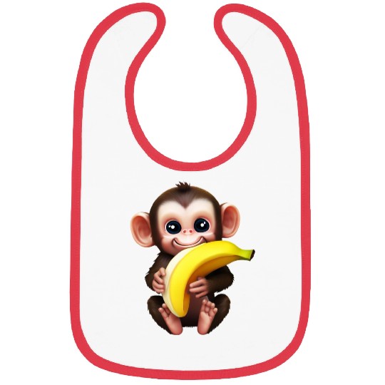 Chimpanzee with Banana - Monkey Lover Design Bibs
