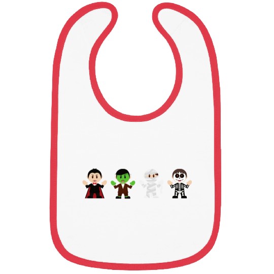 Dracula, Mummy, Skeleton Bibs