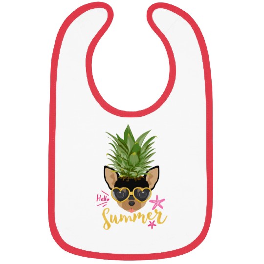 Funny Pineapple Happy Summer Vacation Dog Lover Bibs