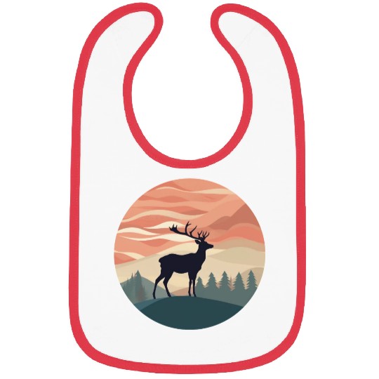 Deer Silhouette Emerald Forest Wanderlust Design Bibs