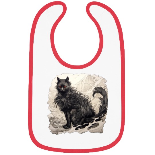 Japanese ink art Cat Bibs