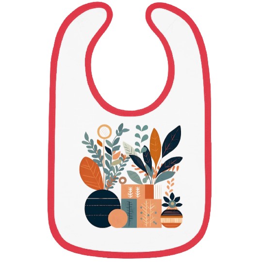 Floral Modern Geometric Mid Century 3 Bibs