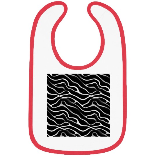 Monochrome Elegance: White Abstract Lines on Black Bibs