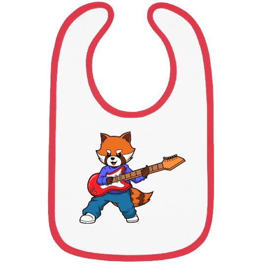 Comic Red Panda Playing Electric Guitar Bibs