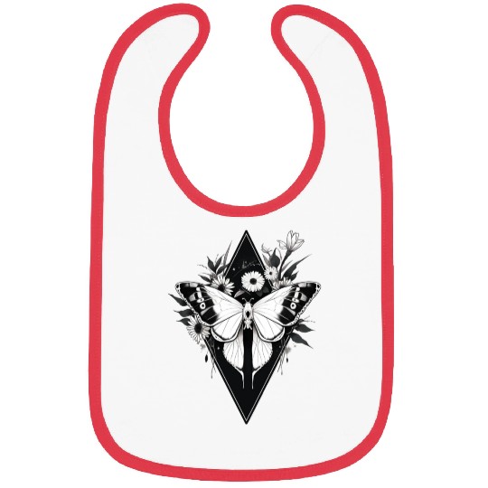 Black and White Gothic Moth Bibs