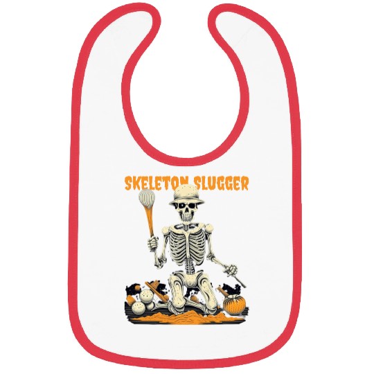 Skeleton Slugger Halloween Bibs