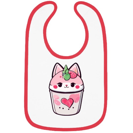 Cat Strawberry Milk Shake Kawaii Bibs