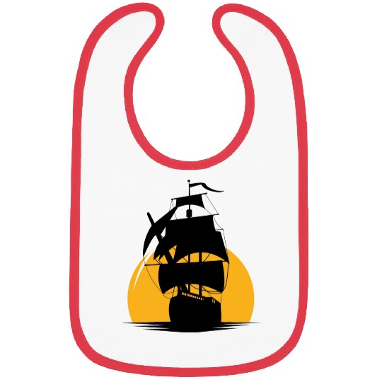 Pirates Ship On the Ocean And Sun Bibs