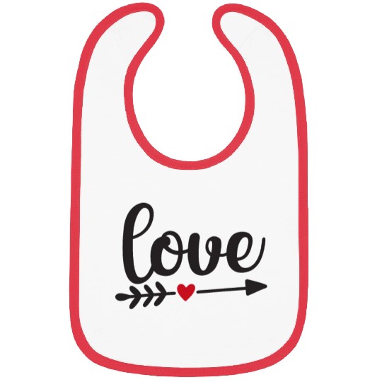 Love With Arrow And Red Heart Bibs