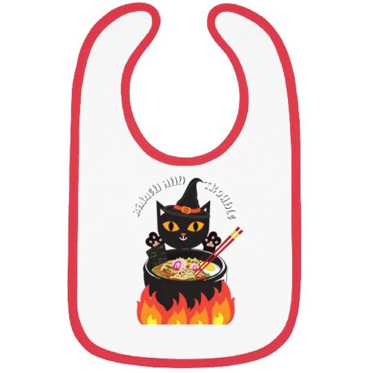 Halloween Black Cat, Ramen and Trouble Bibs