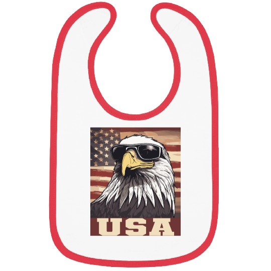 gift idea bald eagle american flag Bibs