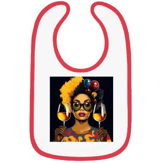 African Elegance Wine Lady Bibs