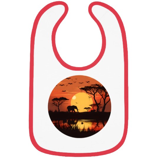 Africa Elephant Sunset Design Bibs