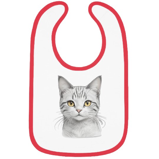 Aesthetic Cute Kitty Realisting Sketch Bibs