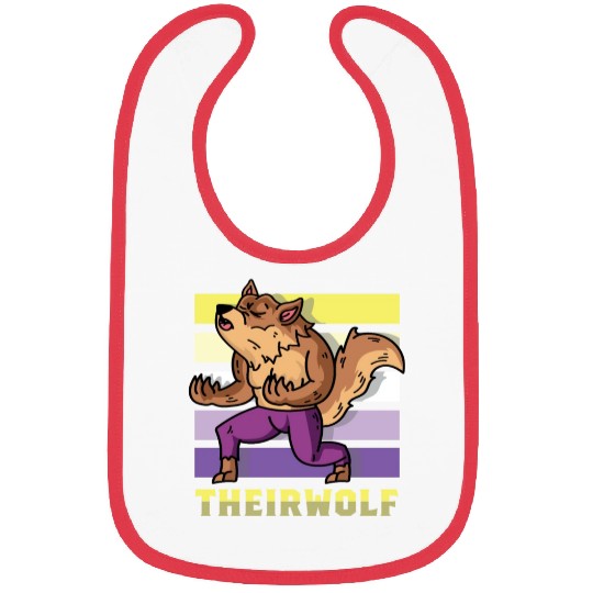 Their Wolf Nonbinary Flag Bibs