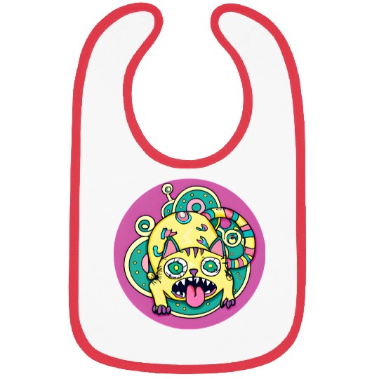Psychedelic Trippy Cat Bibs