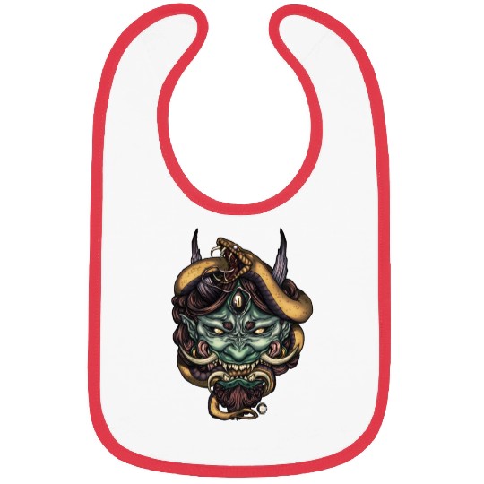 Serpent Green Oni Demon Bibs