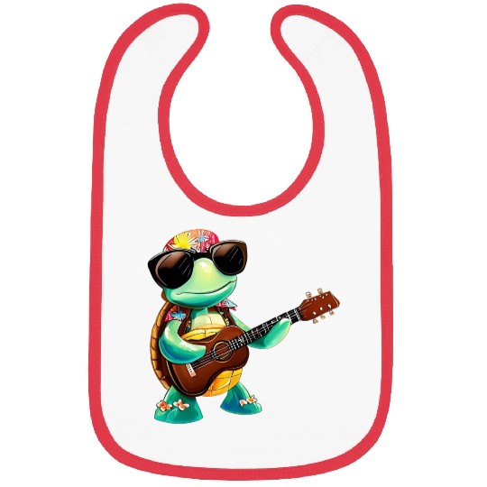 Tropical turtle with guitar Bibs