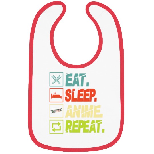 Eat Sleep Anime Repeat Ramen Kawaii Japanese Manga Bibs