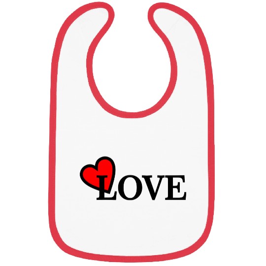 Text 'LOVE' with heart in L for love Bibs