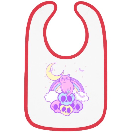 Pastel Goth Cat Skull Lover Cute Gothic Yami Bibs