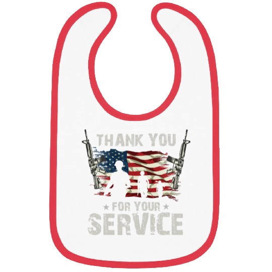 Thank You For Your Service US Flag Veterans Day Bibs