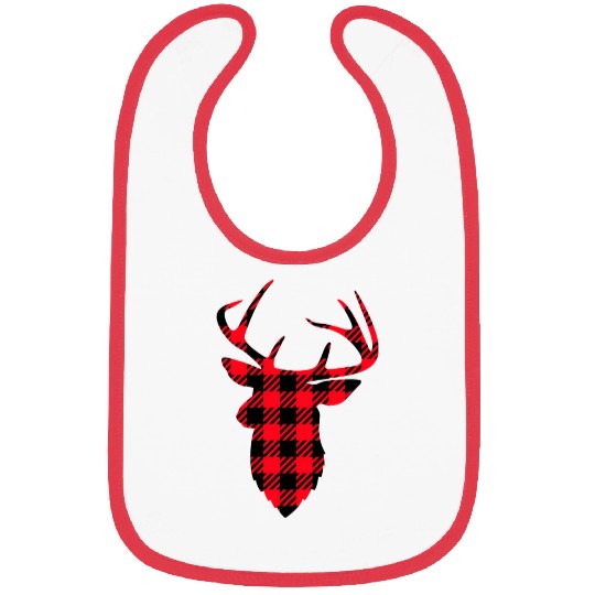Deer Head Buffalo Plaid Bibs