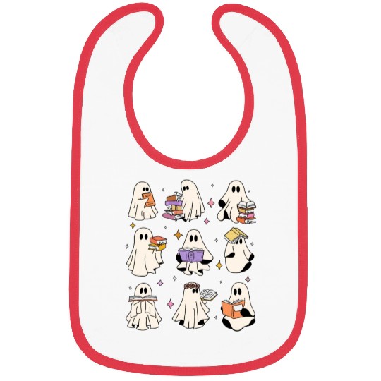 Teacher Halloween Ghost Read Books Reading Teacher Bibs