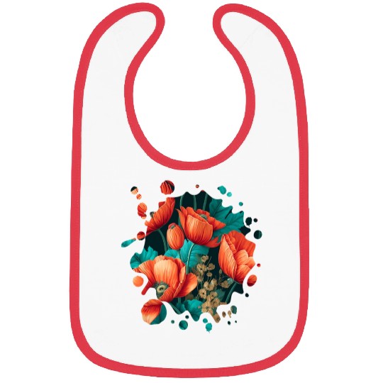 Vintage Poppy Inspired Flower Plant Lover Funny Bibs