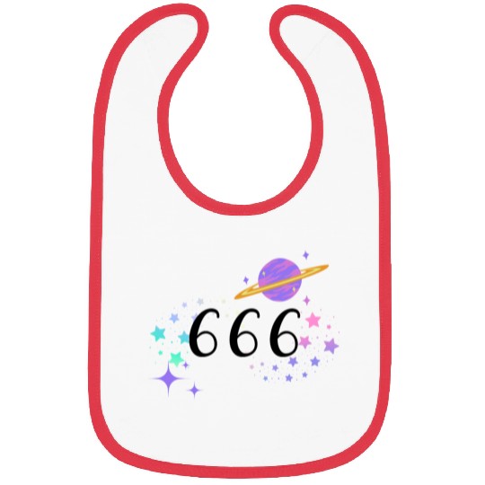 Angel Numbers 666 Purple Saturn with Stars Bibs