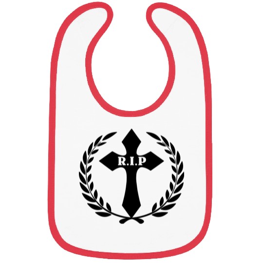Cross RIP loss loved one in laurel wreath Bibs