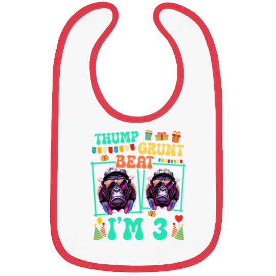Thump Grunt Beat I'm 3 Gorilla Lover Kid 3rd Bibs
