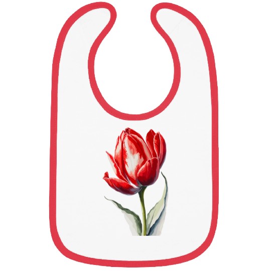 a red tulip flower Watercolor Bibs