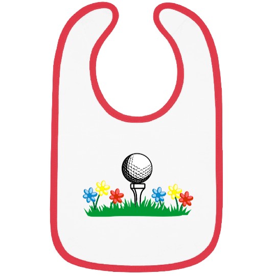 Golf ball on grass field with flowers Bibs