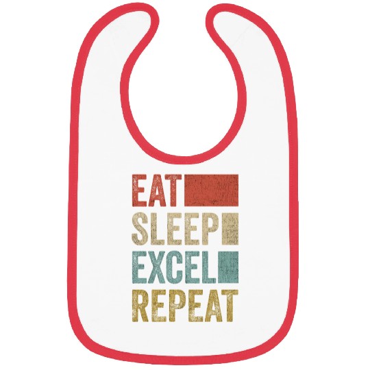 Vintage Retro Eat Sleep Excel Repeat Funny Excel Bibs